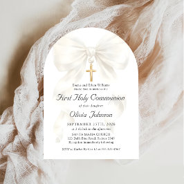 First Holy Communion Coquette Bow Girl Invitation Kaart