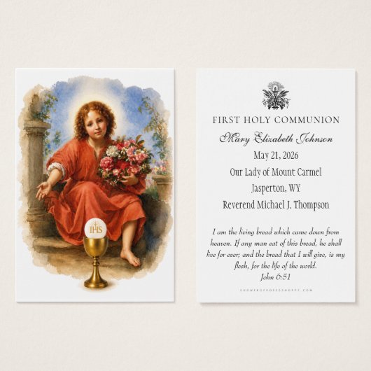 First Holy Communion Eucharistic remembrance (Devant & derrière)