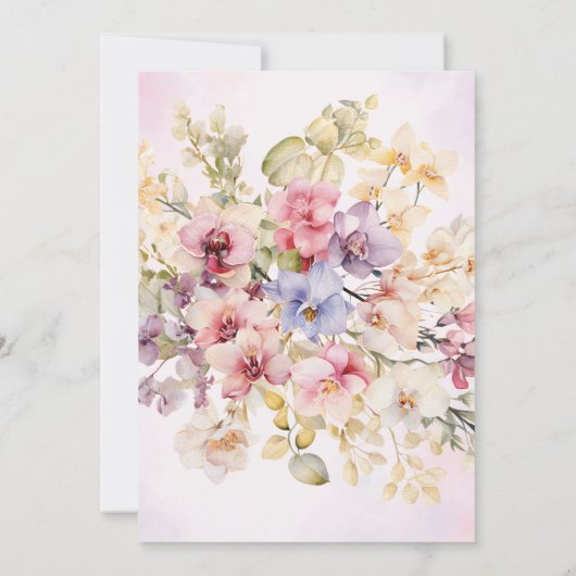 First Holy Communion Floral Orchids Invitation (Dos)