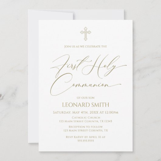 First Holy Communion gold Invitation (Devant)