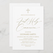 First Holy Communion gold Invitation (Devant / Derrière)