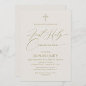 First Holy Communion gold marfil invitation (Devant / Derrière)
