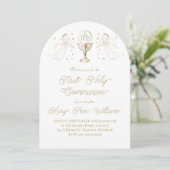 First Holy Communion golden angels Invitation (Debout devant)