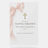 First Holy Communion Pink Bow Girl Welcome (Recto)