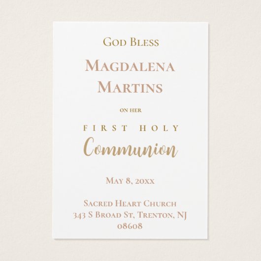 First Holy Communion remembrance card (Dos)