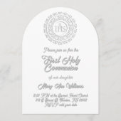 First Holy Communion white grey shadow text Kaart (Voorkant)