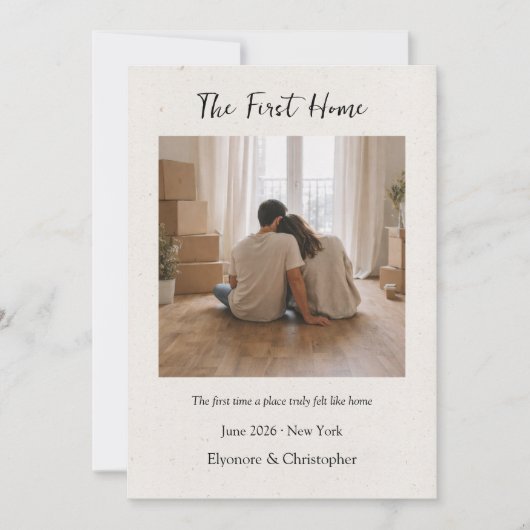 First Home Personalized Housewarming Keepsake Card (Voorkant)