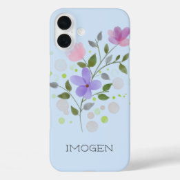 First Initiaal Plus Name Imogen with Flowers iPhone 16 Plus Hoesje