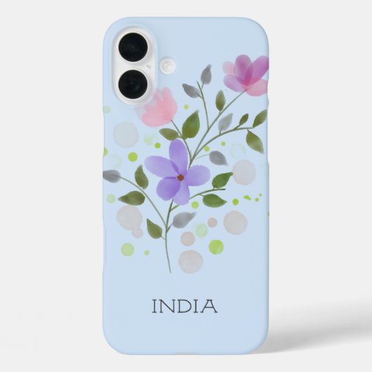 First Initiaal Plus Name India met Flowers Case-Mate iPhone Case (Achterkant)