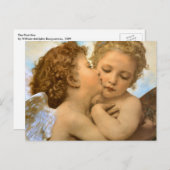 First Kiss (engeldetail) van Bouguereau Briefkaart (Voorkant / Achterkant)
