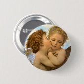 First Kiss (engeldetail) van Bouguereau Ronde Button 5,7 Cm (Voorkant /achterkant)