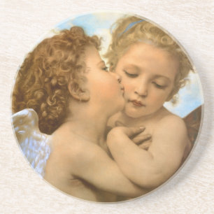 First Kiss (engeldetail) van Bouguereau Zandsteen Onderzetter