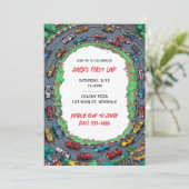 First Lap Boy's First Birthday Invitation  Kaart (Staand voorkant)