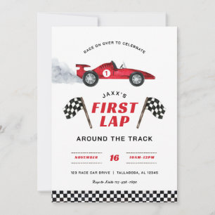 First Lap Race Car 1er Anniversaire Invitation