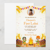 First Lohri Celebration Card with Photo Kaart (Voorkant / Achterkant)