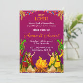 First Lohri Celebration Invitation Card Kaart (Staand voorkant)