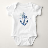 First Mate Baby Bodysuit | Nautische Waterverf ANC (Voorkant)