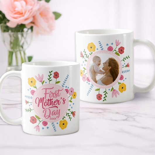 First Mother’s Day Photo Floral Mug Gift