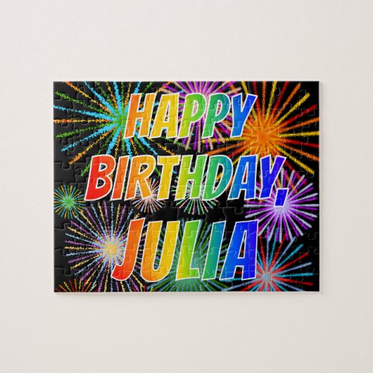 First Name "JULIA", Fun "HAPPY BIRTHDAY" Legpuzzel (Horizontaal)