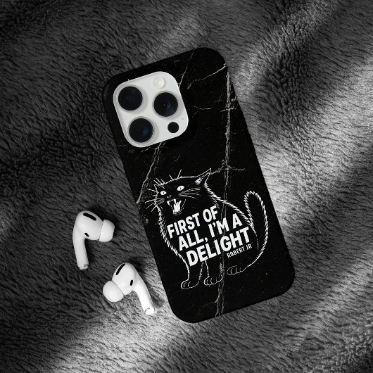 First Of All I'm A Delight Roaring Black Cat iPhone Hoesje