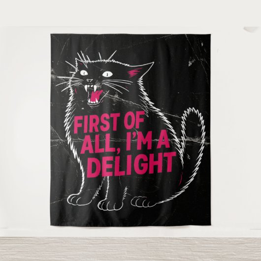 First Of All I'm A Delight Roaring Black Cat Wandkleed (Voorkant)