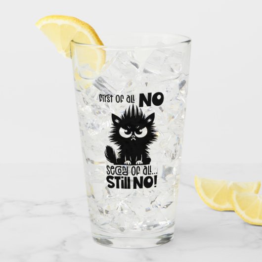 First Of All, No Funny Cat Lover Gift  Glas (Voorkant ijs)