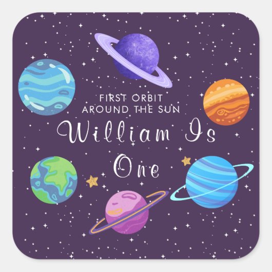 First Orbit Around the Sun Space Birthday Sticker (Voorkant)