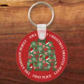 First Place Red Green Ugly kerstSweater Sleutelhanger (Voorkant)