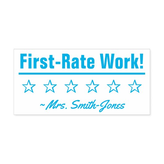"First Rate Work!" + Rubber Stamp Zelfinktende Stempel (Design)