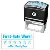 "First Rate Work!" + Rubber Stamp Zelfinktende Stempel (In situ)