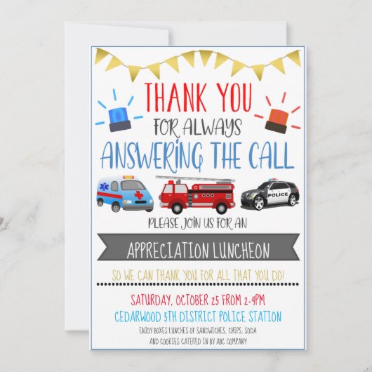 First Responder Appreciation Event Invite Kaart (Voorkant)