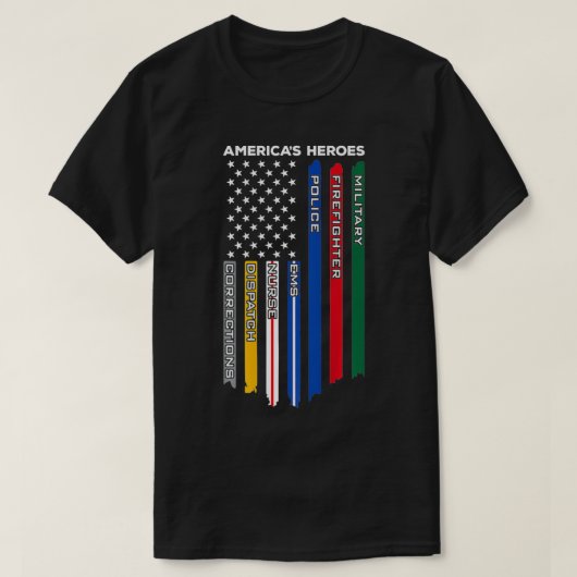 First Responders  Police Military Firefighter Nurs T-shirt (Design voorkant)