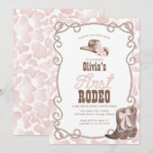 First Rodeo 1st Birthday Dusty Pink Kaart (Voorkant / Achterkant)