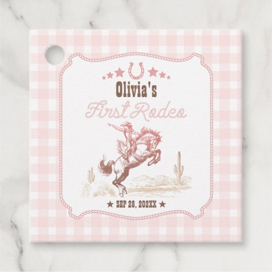 First Rodeo 1st Birthday Pink Western Bedankjes Labels (Voorkant)