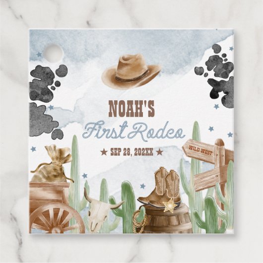First Rodeo 1st Birthday Rustic Wild West Bedankjes Labels (Voorkant)