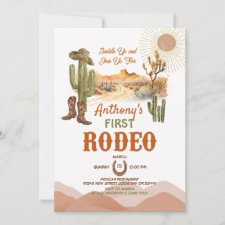 First Rodeo Baby Shower Desert Cowboy Kaart