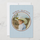 First Rodeo Blue Plaid First Birthday Invitation (Dos)