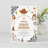 First Rodeo Cowbow Western 1st Birthday Invitation (Debout devant)