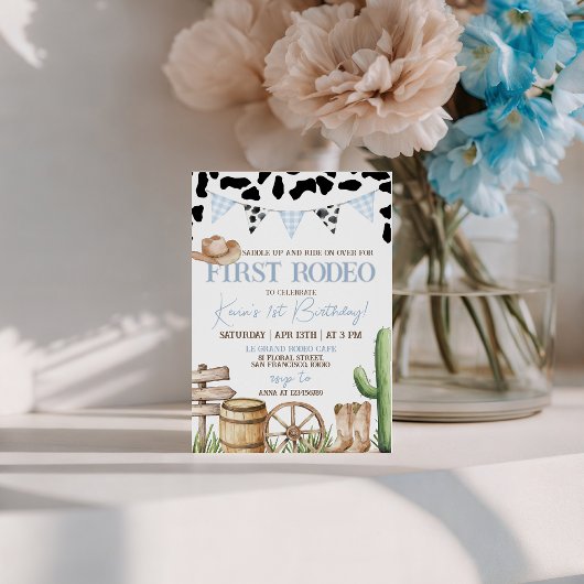 First Rodeo Cowboy Birthday Invitation Kaart