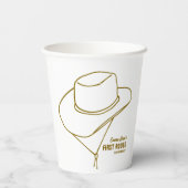 First Rodeo Minimalist Cowboy Hat 1st Birthday Papieren Bekers (Achterkant)