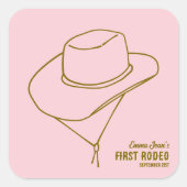 First Rodeo Pink Cowgirl Hat 1st Birthday Sticker (Devant)