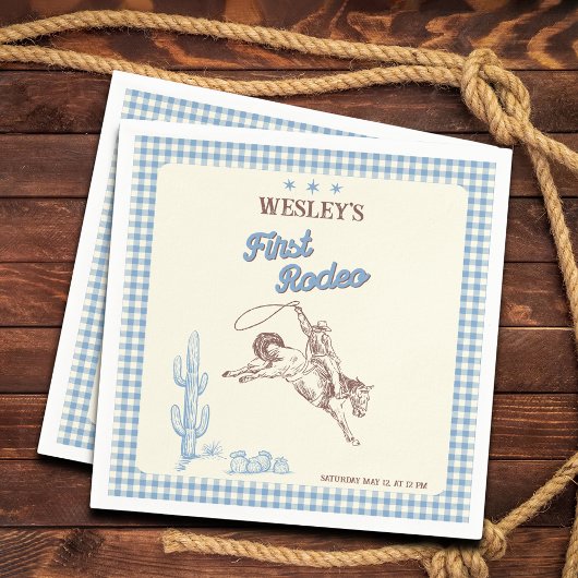First Rodeo Western Boy 1st Birthday Paper Napkin Servet