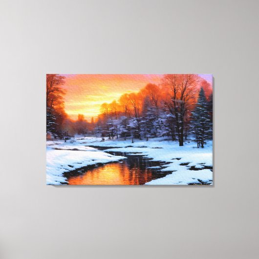 First Thaw, Landscape Sunset Colorful Canvas Print (Voorkant)