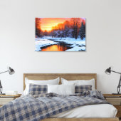 First Thaw, Landscape Sunset Colorful Canvas Print (Insitu (Slaapkamer))
