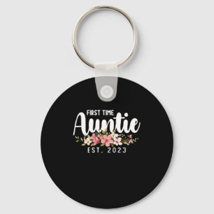 First Time Aunt Est 2023 Flowers Sleutelhanger