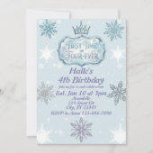 First Time Four-Ever Snowflake Birthday Invitation (Devant)