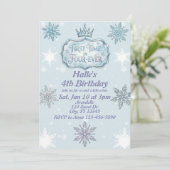 First Time Four-Ever Snowflake Birthday Invitation (Debout devant)