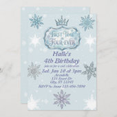 First Time Four-Ever Snowflake Birthday Invitation Kaart (Voorkant / Achterkant)