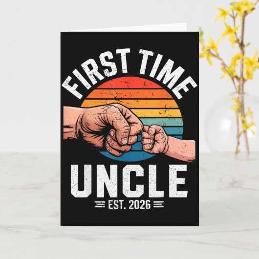 First Time Uncle Est 2026 Baby Announcement Great Kaart (Gele Bloem)
