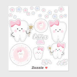 First Tooth Baby Girl Scrapbook of Party Stickers